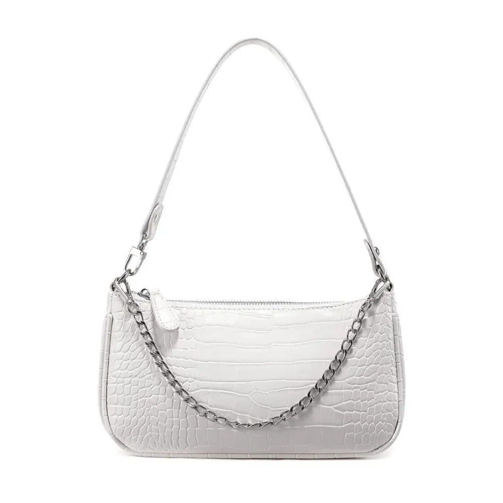 Crocodile and Chain Shoulder Bag